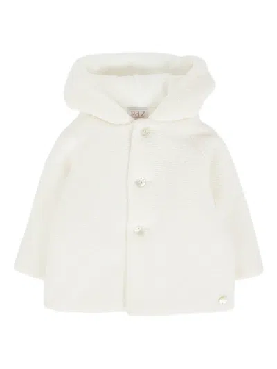 Paz Rodriguez Babies' Hooded Wool Jacket In White