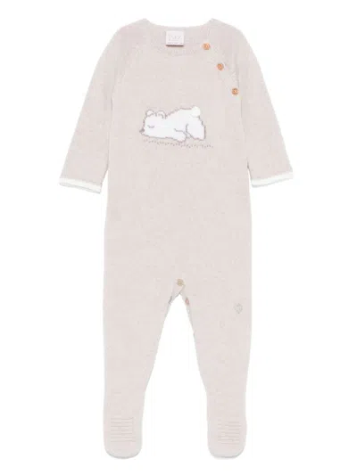 Paz Rodriguez Babies' Intarsia-knit Pajamas In Neutrals