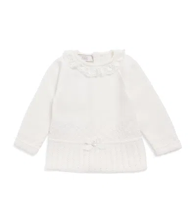 Paz Rodriguez Kids'  Knit Lace-trim Sweater In White