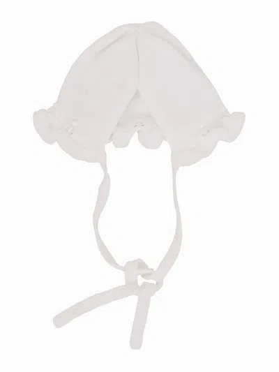 Paz Rodriguez Knit Newborn Bonnet "bico" In White