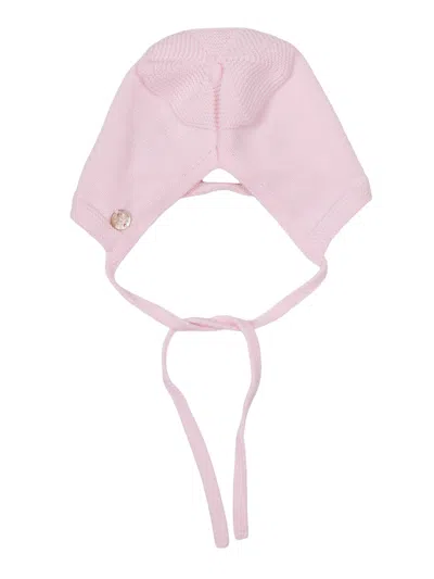 Paz Rodriguez Knit Newborn Bonnet "esencial" In Pink