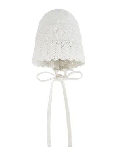 Paz Rodriguez Knit Newborn Bonnet "paz Oi 26-27" In Gray