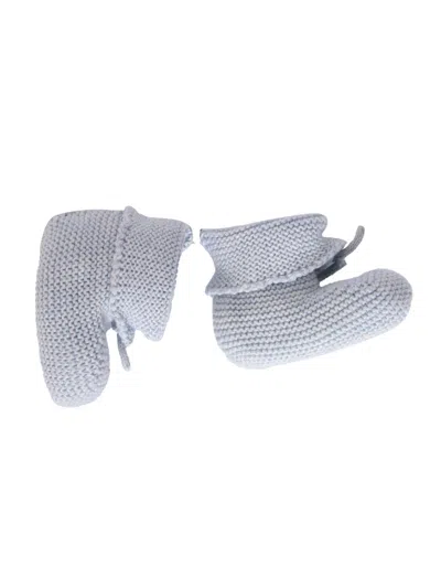 Paz Rodriguez Knit Newborn Booties "esencial" In Blue