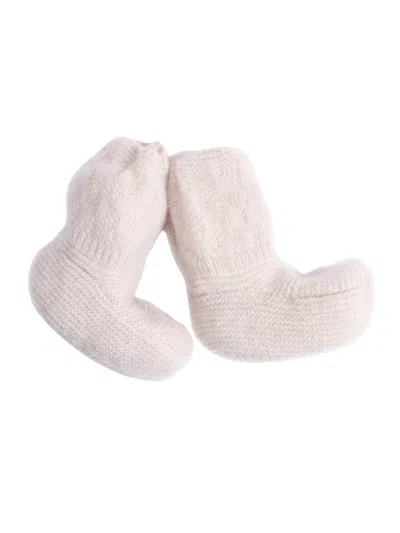 Paz Rodriguez Knit Newborn Booties "essentia Oi 25-26" In Neutral