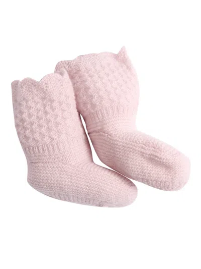 Paz Rodriguez Knit Newborn Booties "essentia Oi 25-26" In Pink