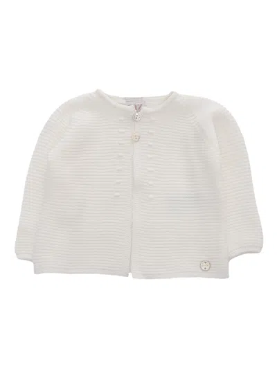 Paz Rodriguez Kids'  Knit Newborn Cardigan "esencial" In White
