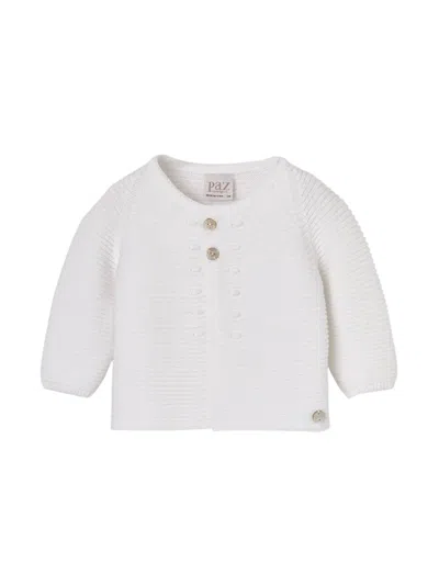 Paz Rodriguez Knit Newborn Cardigan "esencial" In White