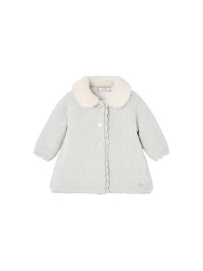Paz Rodriguez Knit Newborn Coat "leira" In White