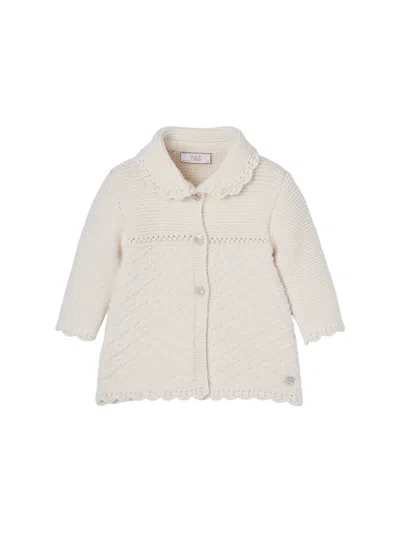 Paz Rodriguez Knit Newborn Coat "paz Oi 26-27" In White