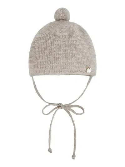 Paz Rodriguez Knit Newborn Hat "essentia Oi 26-27" In Gray