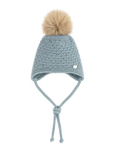 Paz Rodriguez Knit Newborn Hat "ponte" In Blue