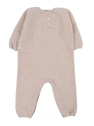 Paz Rodriguez Knit Newborn Romper "essentia Oi 25-26" In Brown