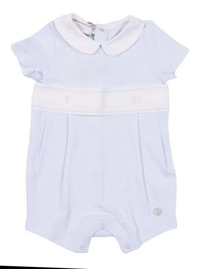 Paz Rodriguez Knit Newborn Romper "interlock V26" In Blue