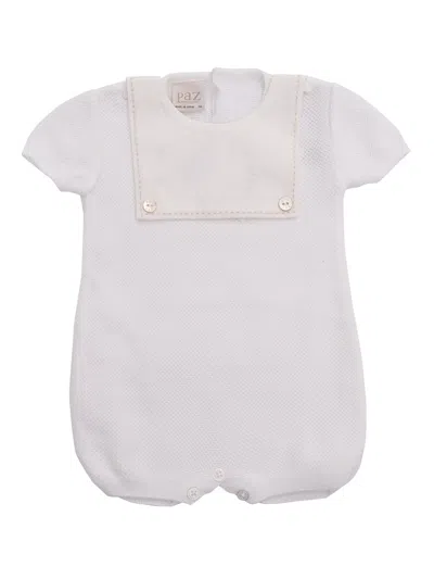 Paz Rodriguez Knit Newborn Romper "lino" In White