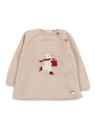 Paz Rodriguez Knit Newborn Sweater "acebo" In Brown