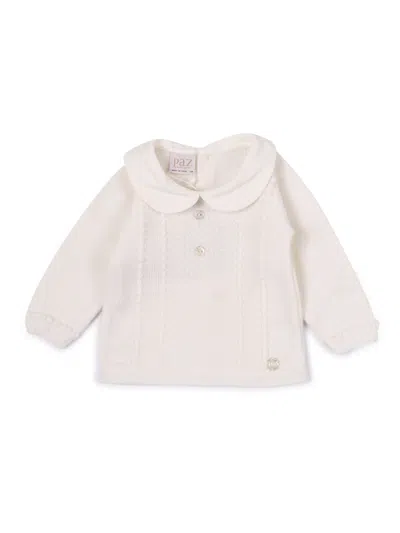 Paz Rodriguez Knit Newborn Sweater "paz Oi 25-26" In Neutral