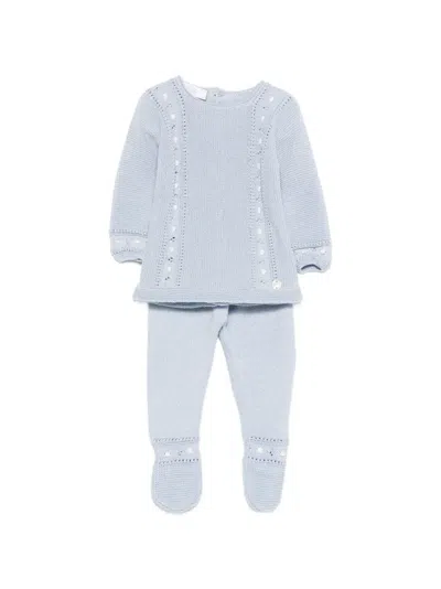 Paz Rodriguez Knitted Babygrow Set In Blue