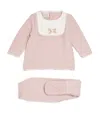 Paz Rodriguez Knitted Bow Top And Leggings Set In Pink