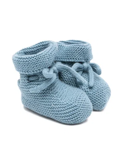 Paz Rodriguez Babies' Knitted Lace-up Booties In Blue