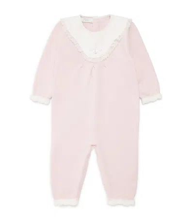 Paz Rodriguez Kids'  Knitted Lace-trim Playsuit In Pink
