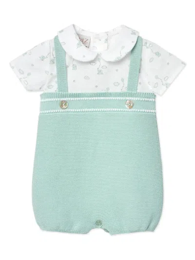 Paz Rodriguez Babies' Knitted Romper In 绿色