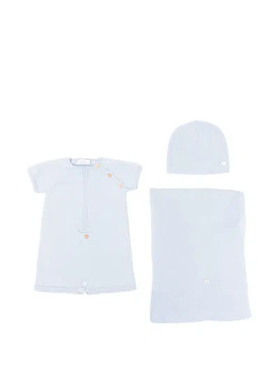 Paz Rodriguez Babies' Knitted Romper Set In Blue