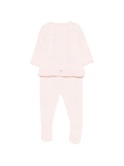 Paz Rodriguez Babies' Knitted Scalloped-trim Trousers Set In Pink