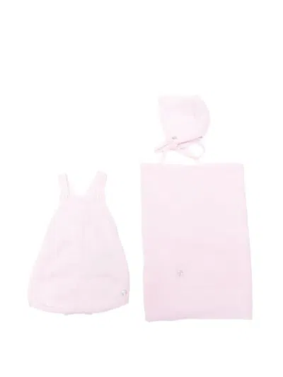 Paz Rodriguez Babies' Knitted Shorties Set (set Of Three) In Pink