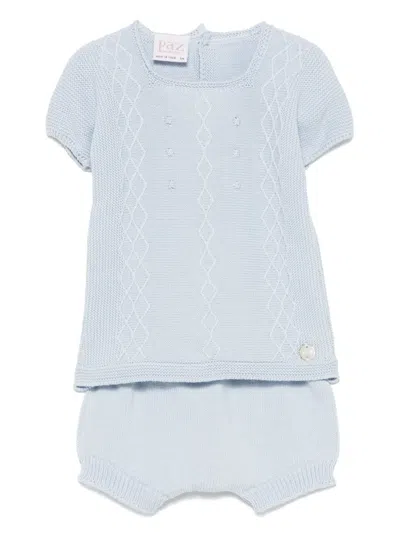 Paz Rodriguez Babies' Knitted Shorts Set In Blue