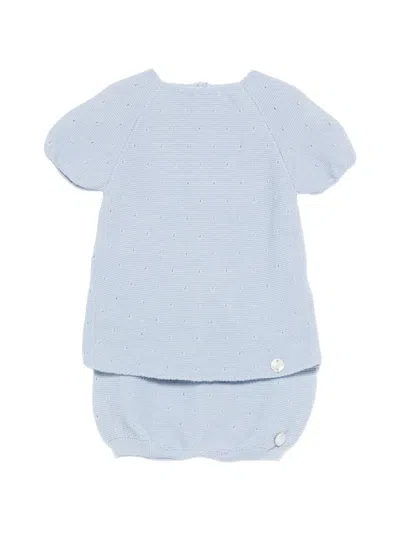 Paz Rodriguez Babies' Knitted Shorts Set In Blue