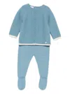 Paz Rodriguez Knitted Sweater And Footie Trousers In Blue