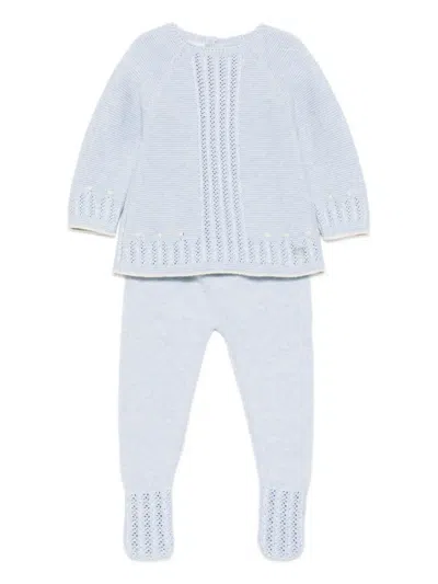 Paz Rodriguez Babies' Knitted Trousers Set In Blue