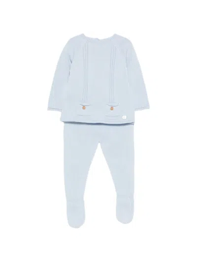 Paz Rodriguez Babies' Knitted Trousers Set In Blue