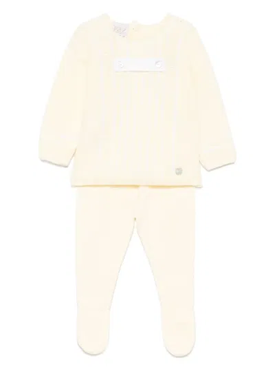 Paz Rodriguez Babies' Knitted Trousers Set In Yellow