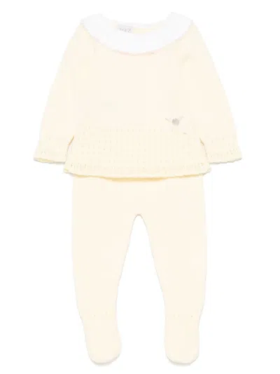 Paz Rodriguez Babies' Knitted Trousers Set In Yellow