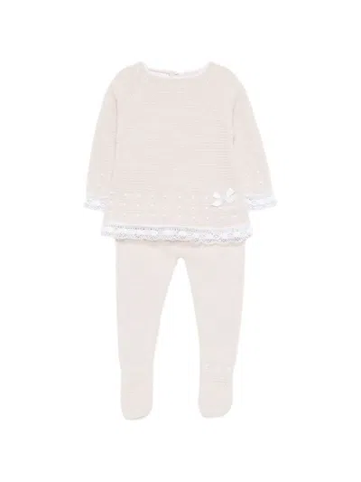 Paz Rodriguez Babies' Lace-trim Knitted Trousers Set In Neutral