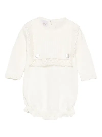 Paz Rodriguez Babies' Lace-trimmed Button Body In White