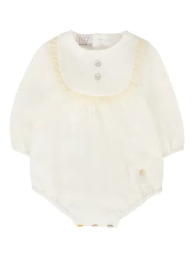 Paz Rodriguez Babies' Lace-trimmed Cotton Bodysuit In Neutral