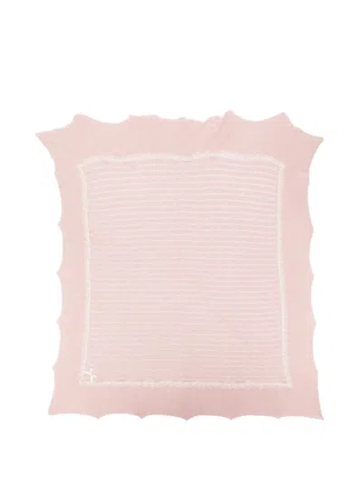 Paz Rodriguez Lace-trimmed Knitted Blanket In Pink