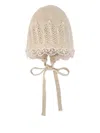Paz Rodriguez Lace-trimmed Knitted Bonnet In Brown