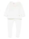 Paz Rodriguez Lace-trimmed Knitted Top And Trousers Set In White