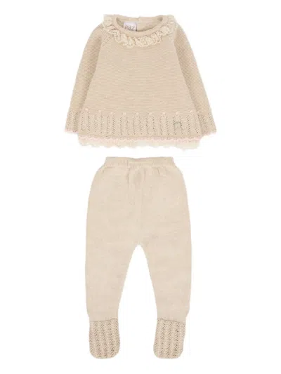 PAZ RODRIGUEZ LACE-TRIMMED KNITTED TROUSERS SET