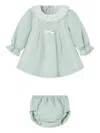 Paz Rodriguez Lace-trimmed Ruffled Dress Set (set Of Two) In Green