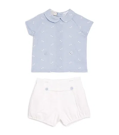 Paz Rodriguez Kids' Linen Shirt And Shorts Set In Multi