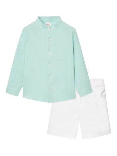 Paz Rodriguez Babies' Long-sleeved Shorts Set In Green