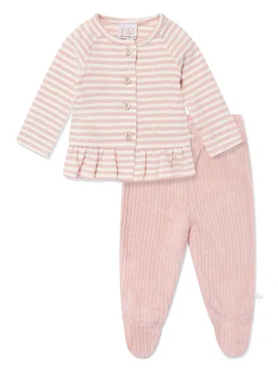 Paz Rodriguez Babies' Peterpan Trousers Set In Pink
