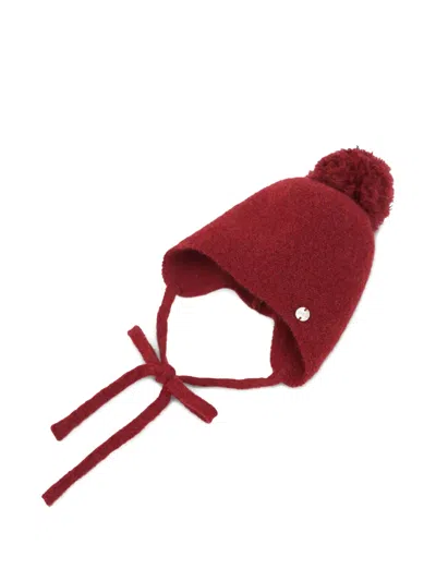 Paz Rodriguez Babies' Pom-pom Tie Beanie In Red