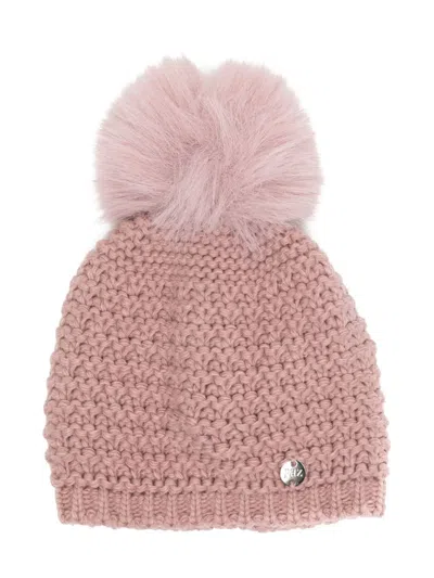 Paz Rodriguez Babies' Pompom-detail Wool-blend Beanie In Pink