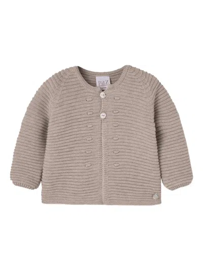 Paz Rodriguez Babies' Ribbed Button Cardigan In Neutral