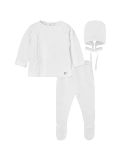 Paz Rodriguez Ribbed-knit Babygrow Set In White